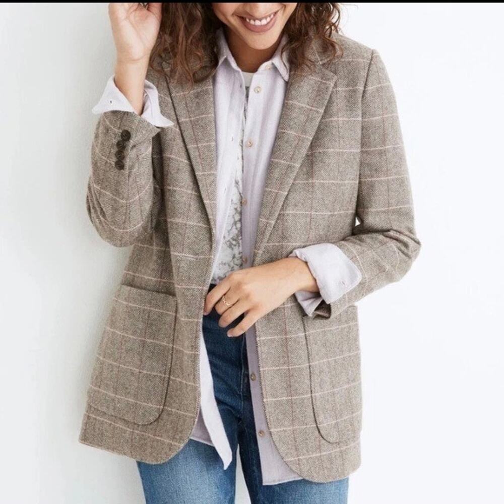 Madewell Womens Size Medium Larsen Plaid Wool Blend Blazer excellent condition